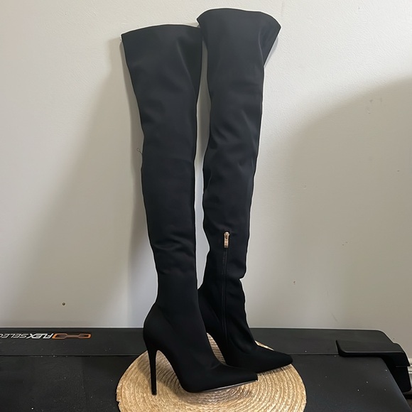 Boohoo Where the Party At Knee High Thigh Boots Size 38 - Picture 2 of 15